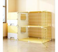 Cat Cage with Cat Litter Box, DIY Cat Enclosures Kitten Playpen Large Cat Kennels Detachable Metal Small Animal Cage, Breeding Cat Villa, Extra Large Free Space (Color : Yellow, Size : 105x4 (Yel
