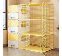 Cat Cage with Cat Litter Box, DIY Cat Enclosures Kitten Playpen Large Cat Kennels Detachable Metal Small Animal Cage, Breeding Cat Villa, Extra Large Free Space (Color : Yellow, Size : 105x4 (Yel