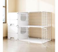 Cat Cage with Cat Litter Box, DIY Cat Enclosures Kitten Playpen Large Cat Kennels Detachable Metal Small Animal Cage, Breeding Cat Villa, Extra Large Free Space (Color : Yellow, Size : 105x4 (Whi
