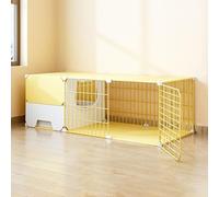 Cat Cage with Cat Litter Box, DIY Cat Enclosures Kitten Playpen Large Cat Kennels Detachable Metal Small Animal Cage, Breeding Cat Villa, Extra Large Free Space (Color : Yellow, Size : 105x4 (Yel
