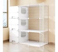 Cat Cage with Cat Litter Box, DIY Cat Enclosures Kitten Playpen Large Cat Kennels Detachable Metal Small Animal Cage, Breeding Cat Villa, Extra Large Free Space (Color : Yellow, Size : 105x4 (Whi