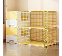 Cat Cage with Cat Litter Box, DIY Cat Enclosures Kitten Playpen Large Cat Kennels Detachable Metal Small Animal Cage, Breeding Cat Villa, Extra Large Free Space (Color : Yellow, Size : 105x4 (Yel