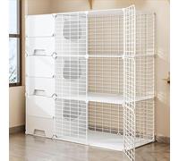 Cat Cage with Cat Litter Box, DIY Cat Enclosures Kitten Playpen Large Cat Kennels Detachable Metal Small Animal Cage, Breeding Cat Villa, Extra Large Free Space (Color : Yellow, Size : 105x4 (Whi