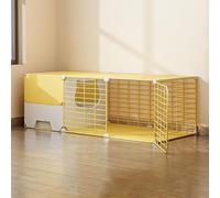 Cat Cage with Cat Litter Box, DIY Cat Enclosures Kitten Playpen Large Cat Kennels Detachable Metal Small Animal Cage, Breeding Cat Villa, Extra Large Free Space (Color : Yellow, Size : 105x4 (Yel