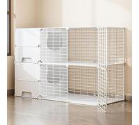 Cat Cage with Cat Litter Box, DIY Cat Enclosures Kitten Playpen Large Cat Kennels Detachable Metal Small Animal Cage, Breeding Cat Villa, Extra Large Free Space (Color : Yellow, Size : 105x4 (Whi