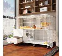 Cat Cage with Doors, Cat Houses for Indoor Cats, Safe and Sturdy Cat Kennels, the Bottom Has Pulleys for Easy Movement (Color : Luxury, Size : 111 * 39 * 77cm)