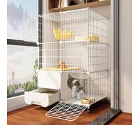Cat Cage with Doors, Cat Houses for Indoor Cats, Safe and Sturdy Cat Kennels, the Bottom Has Pulleys for Easy Movement (Color : Luxury, Size : 75 * 39 * 112cm)