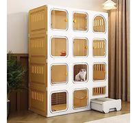 Cat Cage with Ladder, Litter Box, Scratching Post and Bed - Large Exercise Space for Indoor Kittens, Puppies, Guinea Pigs, and Rabbits