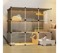 Cat Cage with Litter Box and Ladders, Detachable Metal Wire Playpen for Small Animals, Multi-Tier Kennel Enclosure