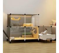 Cat Cage with Litter Box and Ladders, Detachable Metal Wire Playpen for Small Animals, Multi-Tier Kennel Enclosure