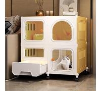 Cat Cage with Litter Box Cat Crate, Pet Cage Cat Kennel Cat Play Pen Cat Houses for Outdoor Cats Pet Playpen with Casters, Stronger, Stress-Free Space for Your Kitty ( Color : SET A , Size : 71*46.5*7