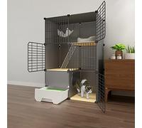 Cat Cage with Litter Box,Collapsible Cat Cage,Pet Cages for Small Dogs,Pet Cages for Small Animals,Portable Metal Wire Yard Fence with Door