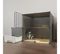 Cat Cage with Litter Box, Collapsible Cat Cage, Pet Cages for Small Dogs, Pet Cages for Small Animals, Portable Metal Wire Yard Fence with Door,White-111 * 49 * 75cm-A