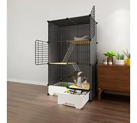 Cat Cage with Litter Box, Collapsible Cat Cage, Pet Cages for Small Dogs, Pet Cages for Small Animals, Portable Metal Wire Yard Fence with Door,White-75 * 49 * 127cm