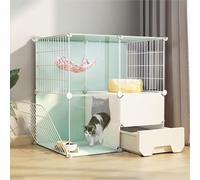 Cat Cage with Litter Box, Detachable Indoor Playpen for Small Animals, Multi-Door Design for 1-3 Cats, Suitable for Kittens, Bunnies, and Chinchillas