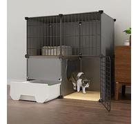 Cat Cage with Litter Box, Diy Kitten Playpen for Indoor Cats, Detachable Metal Wire Kennels, Cat Enclosures Indoor, Cat Enclosure for Apartment Balcony (75 * 49 * 75cm)
