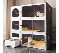 Cat Cage with Litter Box for Small Spaces, Strong Load Capacity, Sliding Door Indoor Outdoor Enclosure for Cats, Rabbits, Ferrets, and Small Animals