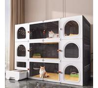 Cat Cage with Litter Box for Small Spaces, Strong Load Capacity, Sliding Door Indoor Outdoor Enclosure for Cats, Rabbits, Ferrets, and Small Animals