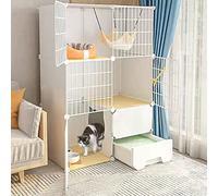 Cat Cage with Litter Box, Indoor Diy Cat Playpen,Detachable Metal Wire Kitten Kennels Crate Small Animal Cage for Kitten Guinea Pig, Bunny and Chinchilla Pet 1-2 Cat (C 75 * 49 * 111CM)