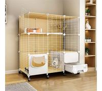 Cat Cage with Litter Box, indoor DIY Cat Playpen Semi-enclosed Kitten Cage Cat House with wheel Detachable Metal Wire Kennels Crate, Large Exercise Place (109x39x112cm)
