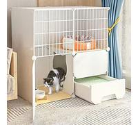 Cat Cage with Litter Box, Indoor Playpen for Cats, Detachable Metal Wire Kennel for Small Animals like Kittens, Guinea Pigs, Bunnies, and Chinchillas