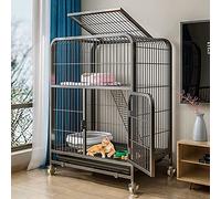 Cat Cage with Ramp and Ladders - Multi-Level House and Litter Box Enclosure with Resting Platforms, Beds and Hammock for Cats