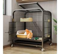 Cat Cage with Wheels - 2-Tier Playpen and Enclosure with Ramp, Beds, and Hammock for Indoor/Outdoor Use