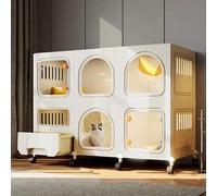 Cat Cage with Wheels, Large 2/3 Tier Playpen, Collapsible Kennel, Enclosure with Litter Box & Exercise Area