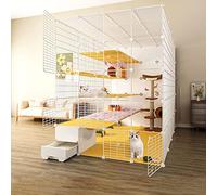 Cat Cages, Cat House Indoor With An Enclosed Litter Tray Panoramic Transparency Cat Enclosures Small Animal Condos With 2 Types Opening Door Options (Color : Side door-A, Size : 147 * 183 * 187cm)