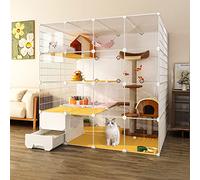Cat Cages, Cat House Indoor With An Enclosed Litter Tray Panoramic Transparency Cat Enclosures Small Animal Condos With 2 Types Opening Door Options (Color : Front door-A, Size : 147 * 147 * 95cm)