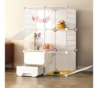 Cat Cages, Cat House Indoor With An Enclosed Litter Tray Panoramic Transparency Cat Enclosures Small Animal Condos With 2 Types Opening Door Options (Color : Side door-A, Size : 75 * 111 * 49cm)