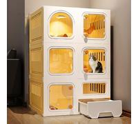 Cat Cages Enclosures, 3-Tier Cat Kennel with Litter Box, Easy Assembly, Detachable Large Exercise Playpen for 1-2 Cats
