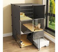 Cat Cages Indoor, Cat Cage with Cat Litter Box 2/3 Tier Cat Crate Cat Playpen Small Animal Cage Dog Cage Easy to Clean, Exercise Place Ideal for 1-3 Cat (75x95x109cm)