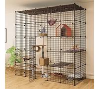 Cat Cages Indoor, Cat Enclosures DIY Detachable Metal Wire Kitten Cage Pet Cat Kennel House with Door for Kitten Small Animals, Large Exercise Space for 1-3 Cats (183x75x182)