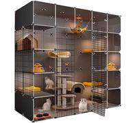 Cat Cages Indoor Cat House Indoor Litter Box Furniture Large, Cat House, Transparent Design, Double-layer Weighted Platform, Easy To Assemble The Cattery,N(Size:177 * 72 * 177,Color:D)