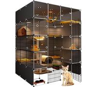 Cat Cages Indoor Cat House Indoor Litter Box Furniture Large, Cat House,Transparent Design, Double-layer Weighted Platform,Easy To Assemble The Cattery