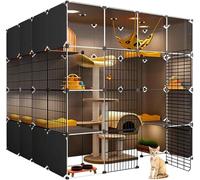 Cat Cages Indoor,Cat House, Transparent Design, Double-layer Weighted Platform, Easy To Assemble The Cattery