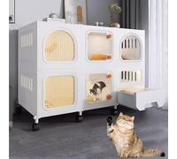 Cat Cages Indoor DIY Cat Enclosure, Cat Cage with Litter Box, Pet Playpen, Complete Accessories, Expansion Space(White,106x46x75cm)