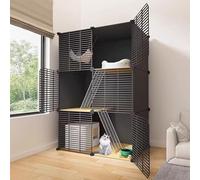 Cat Cages Indoor Enclosure, Large Cat House, Detachable Cat Kennel, DIY Pet Playpen Small Animal Cage, for Ferret Chinchilla Rabbit Squirrels(29.5x19.3x43.7in/75x49x111cm)