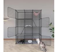 Cat Cages Indoor Enclosure with Plastic Platforms, Cat Playpen Catio Detachable Metal Wire Kennels Cats Crate Large Extra Exercise Place Ideal for 1-3 Cats
