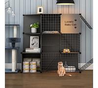 Cat Cages Indoor Large, Cat Cage Carrier, Cat Enclosures with Side Shelf, Pet Playpen, Cat Playpen for Small Animals, with Cat Nest + Cat Hammock + Cat Litter Box + Cat Bowl