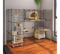 Cat Cages Indoor Large ,Cat Cage Diy Pets Playpen Dog Playpen , Cat Kennels For Indoor Cats Metal Enclosure Net Exercise Yard Fence Cage Small Animals Cage with Door ( Color : Black , Size : 147*75*10