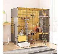 Cat Cages Indoor, Large Cat Cage with Litter Box, DIY Cat Playpen Cat Enclosure Removable Wire Kennel Crate Small Animals Cages, Large Exercise Place Ideal for Cat,147x95x147cm