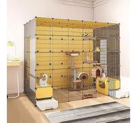 Cat Cages Indoor, Large Cat Cage with Litter Box, DIY Cat Playpen Cat Enclosure Removable Wire Kennel Crate Small Animals Cages, Large Exercise Place Ideal for Cat,219x141x183cm