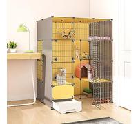 Cat Cages Indoor, Large Cat Cage with Litter Box, DIY Cat Playpen Cat Enclosure Removable Wire Kennel Crate Small Animals Cages, Large Exercise Place Ideal for Cat (111x95x147cm)