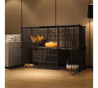 Cat Cages Indoor, Large Cat Crate DIY Pet Playpen Cat House Kitten Pen Detachable Extra Cattery, Large Exercise Place Ideal for Cat, Black/White