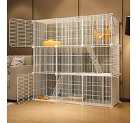 Cat Cages Indoor,Large Cat Crate Diy Pet Playpen Cat House Kitten Pen Detachable Extra Cattery,Large Exercise Place Ideal For Cat,Black/White,White-111x37x109cm