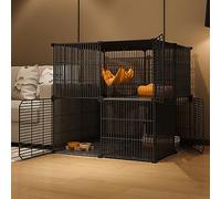 Cat Cages Indoor, Large Cat Crate DIY Pet Playpen Cat House Kitten Pen Detachable Extra Cattery, Large Exercise Place Ideal for Cat, Black/White