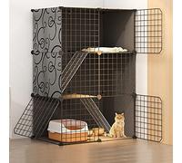 Cat Cages Indoor Large, Cat Enclosure, Cat Cabinet Semi-Enclosed Cat Cage DIY Cat Playpen, Pet Fence Indoor, with Cat Nest + Cat Hammock + Cat Litter Box + Cat Bowl, for 1-3 Cat,Black 75x49x109cm
