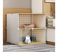 Cat Cages Indoor Large, Cat Enclosure, Cat Cabinet Semi-Enclosed Cat Cage DIY Cat Playpen, Pet Fence Indoor, with Cat Nest + Cat Hammock + Cat Litter Box + Cat Bowl, for 1-3 Cat,White 75x75x73cm